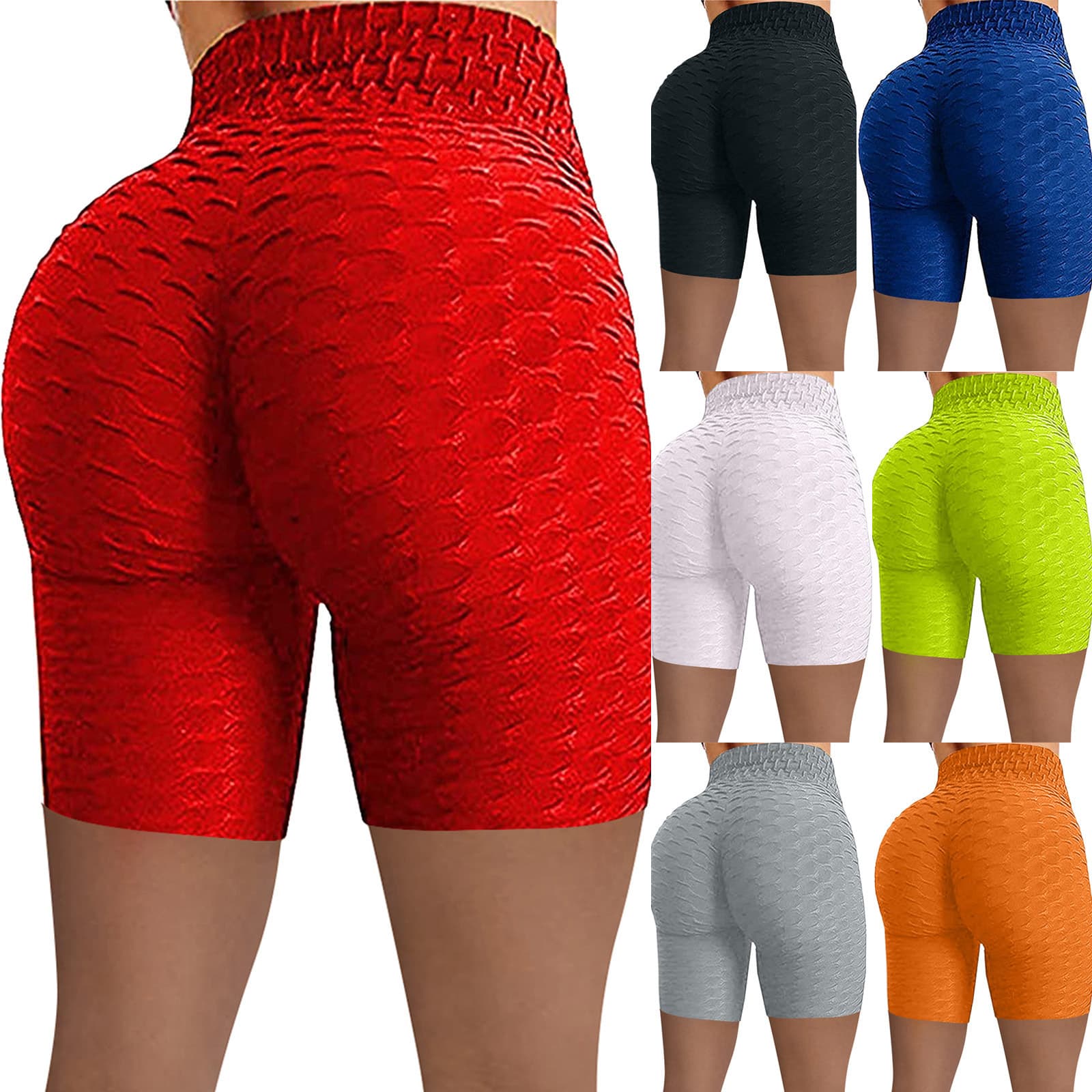 Women's Clothing High Waist Hip Sports Jacquard Bubble Yoga Pants Five Point Elastic Large Size Shorts For Women