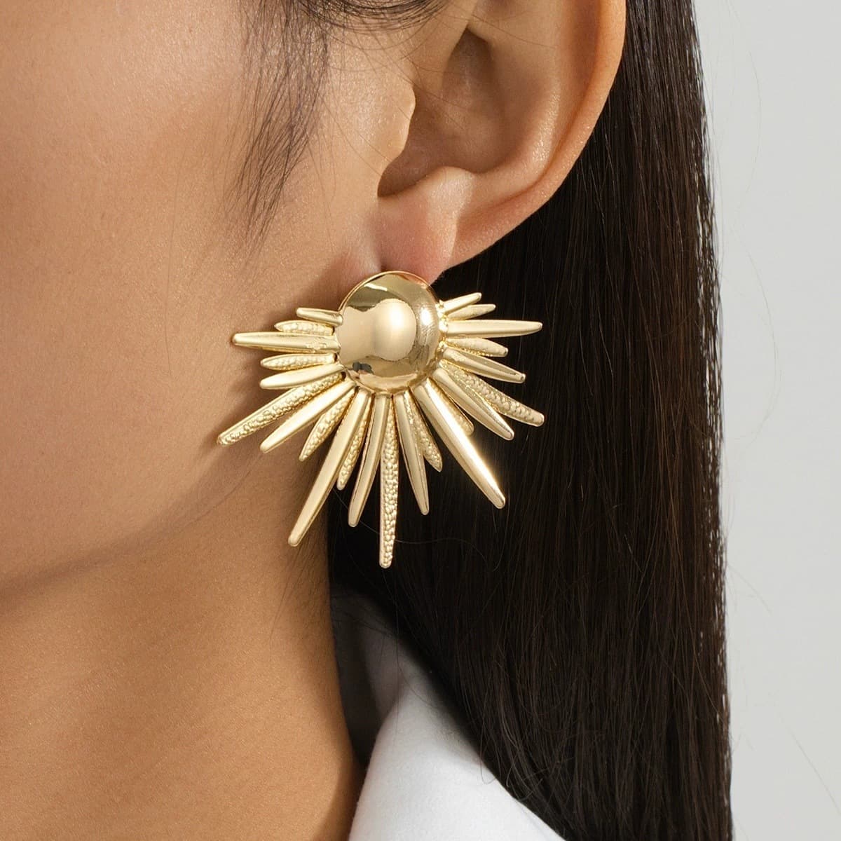 Exaggerated Jewelry Irregular Geometric Metal Stud Personality Creative Earrings For Women