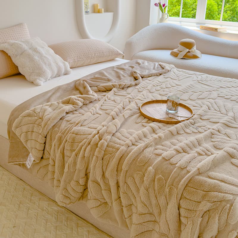 Double Layer Thickened Rabbit Like Banana Leaf Blanket Multifunctional Nap Blanket Sofa Decoration