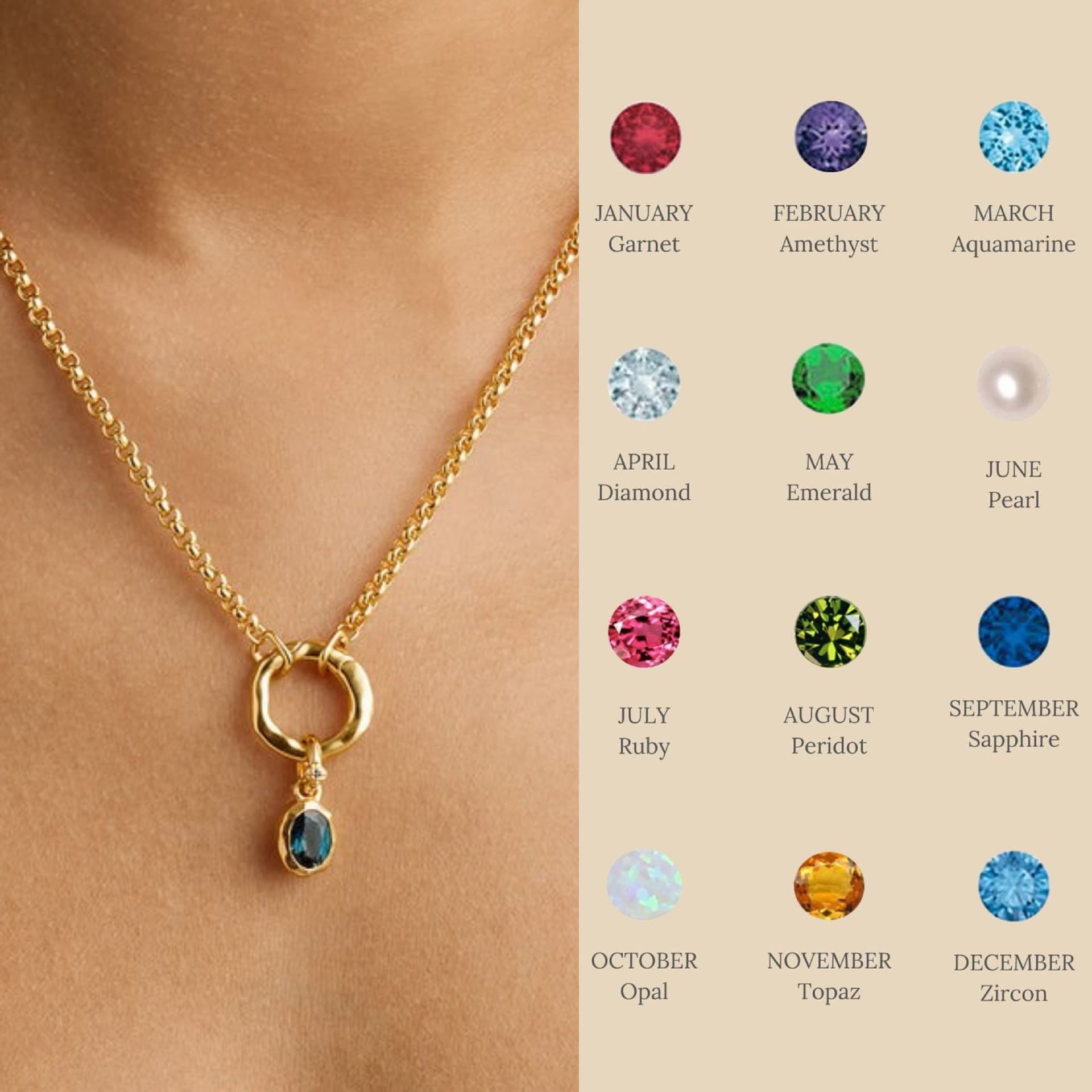 Twelve birthstone necklace 12 birthstone zircon necklace month stone ladies