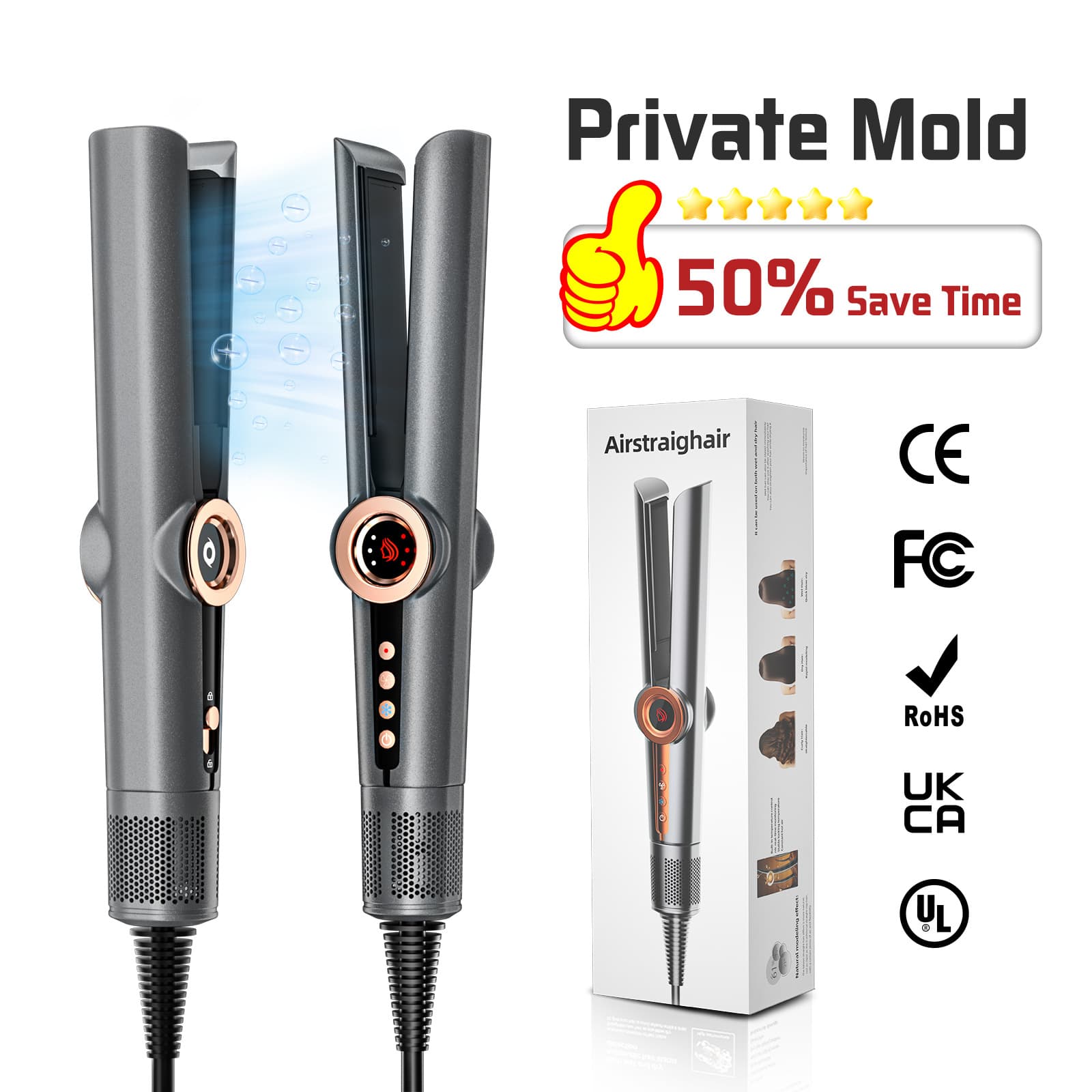 Professional Ionic Hair Straightener – Fast Blow-Dry & Wet-to-Dry Styling, 2-in-1 Flat Iron With 60% Quicker Heat-Up, Anti-Frizz Tech