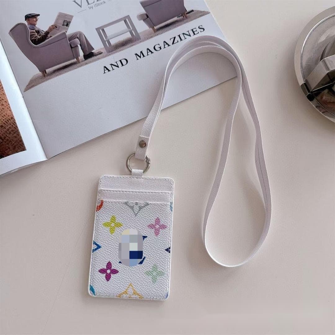Porte-carte d'accès en cuir avec cordon en bandoulière unisexe