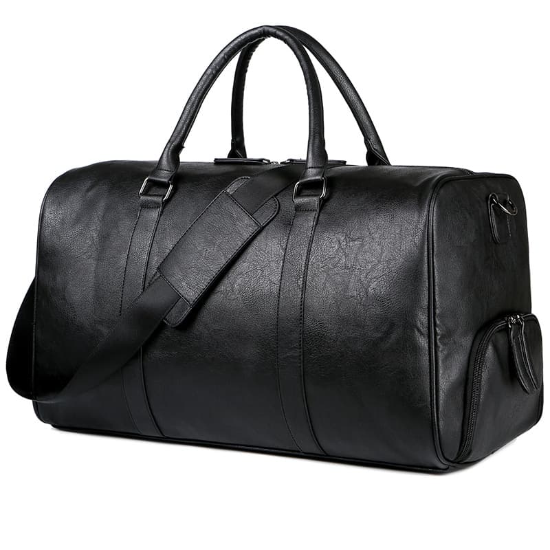 Men's Leather Travel Bag Retro Handbag Large Capacity Shoulder Crossbody With Shoe Storage Fitness Luggage Bag
