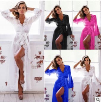 Underwear & Sleepwears Sexy Lingerie Nightgown See Through Mesh Sexy Bathrobe Midnight Temptation Charming Pajamas Set