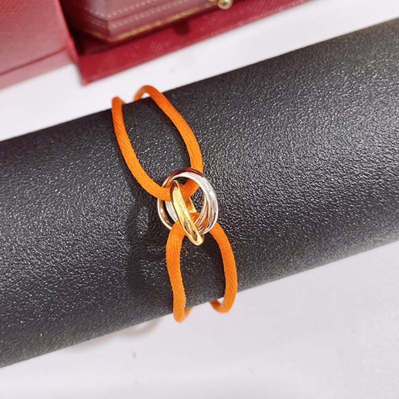 Bracelet homme femme créateur bijoux or unisexe acier inoxydable 3 boucles métal ruban lacé chaîne multicolore