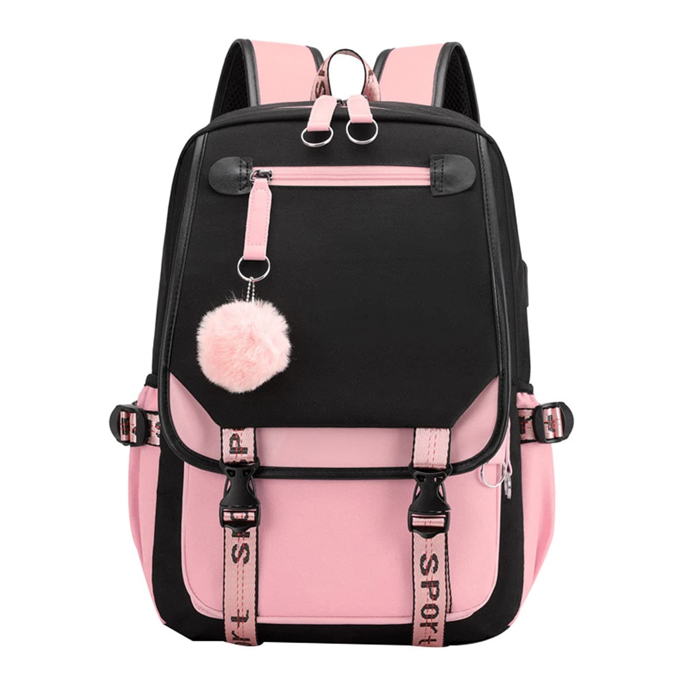 schoolbag for girls, elementary school, junior high school, high school students, large capacity backpack, travel leisure backpack, USB