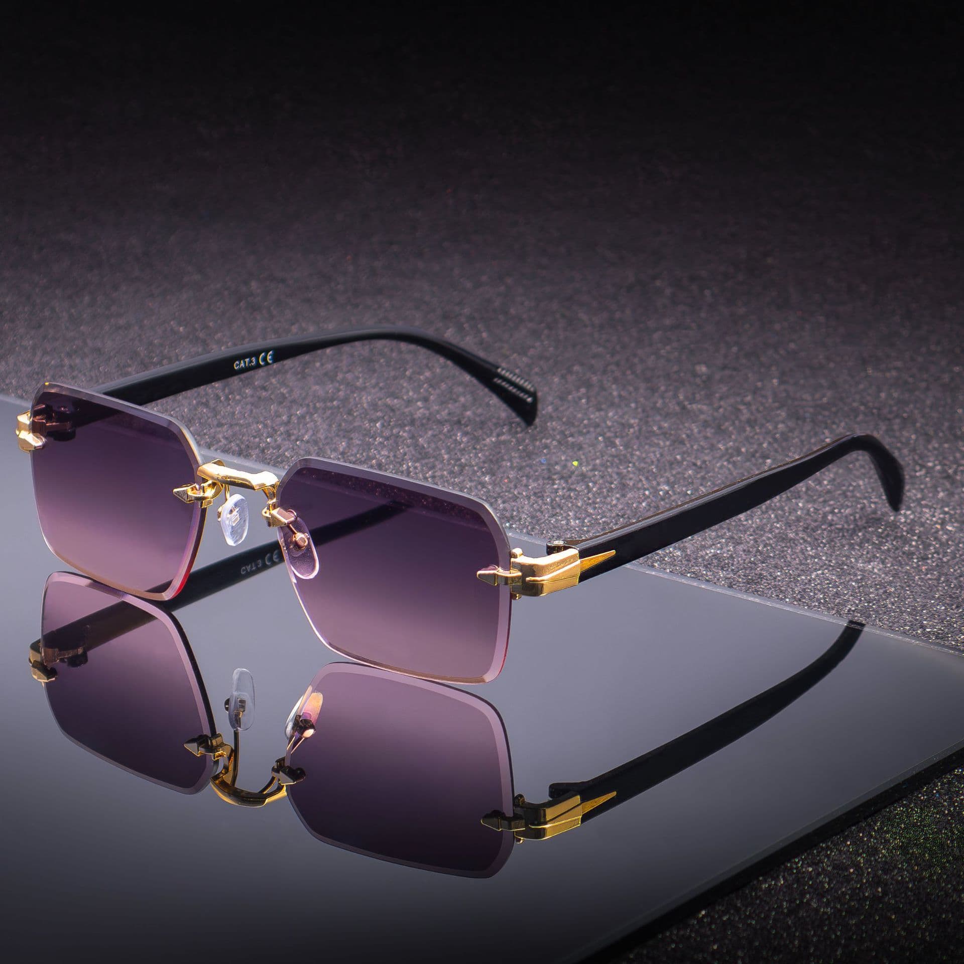 Lunettes de soleil de qualité, style urbain, sans monture métallique, style européen et américain, pour hommes et femmes.