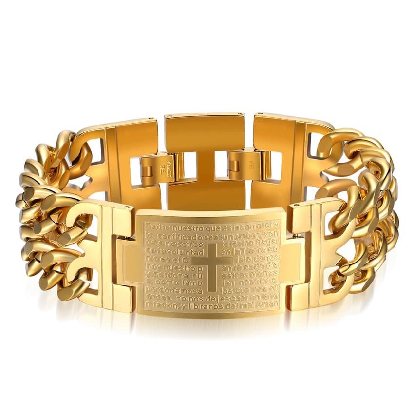 Men's Jewelry Cross Double Row Denim Chain Titanium Steel Jewelry Stainless Steel Bracelet