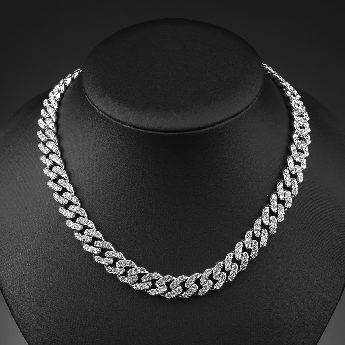 Special Offer Classic Silver 12mm Diamond-Shaped Men's And Women's Hip-Hop Trendy Full Diamond Cuban Necklace