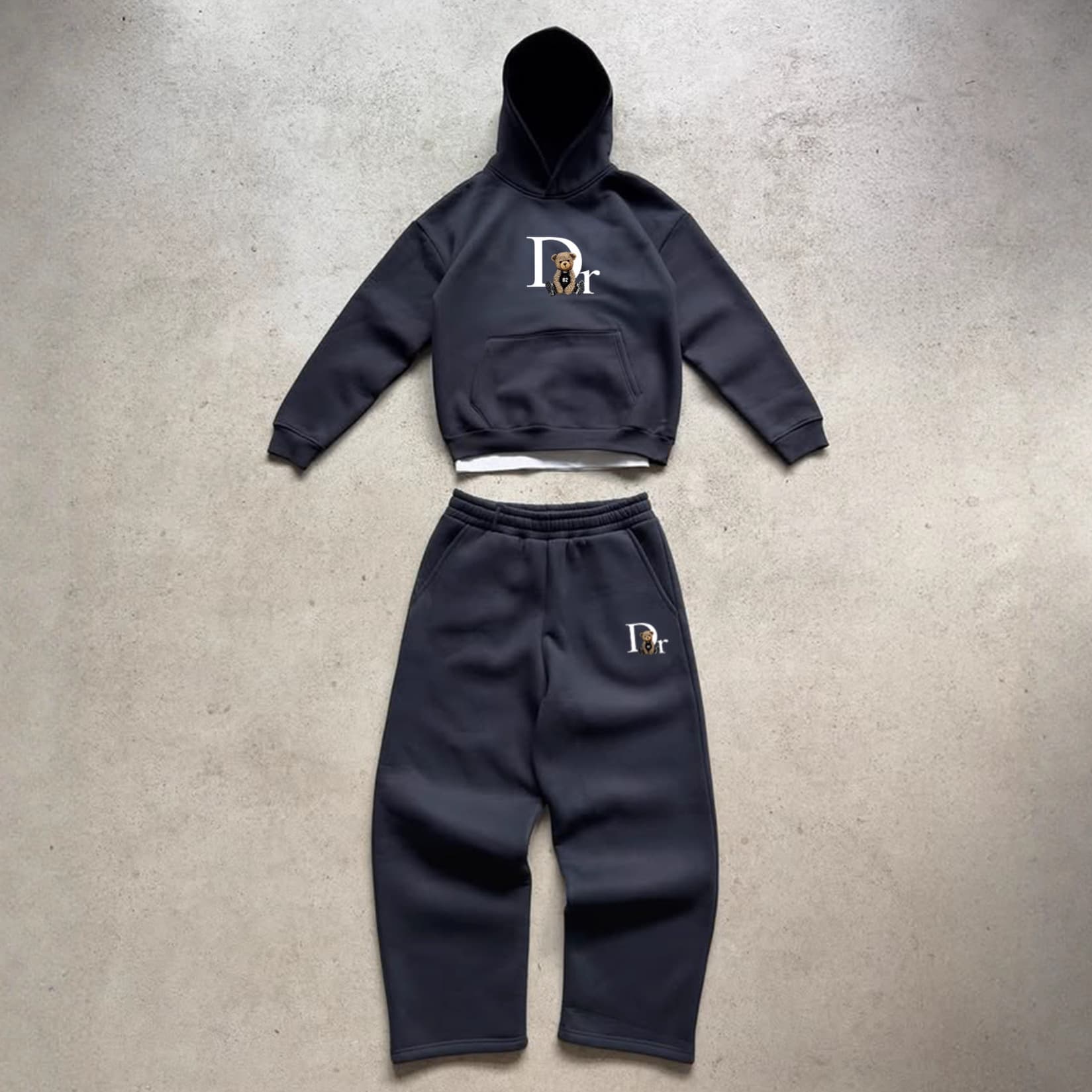 Unisex Letter Bear Hoodie & Jogger Set – Cozy Winter Fleece Tracksuit, Oversized Fit (S-5XL)​