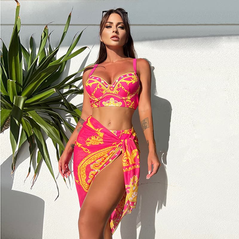 three-piece swimsuit, female sexy cover-up bikini, slim fit and beautiful back, bikini swimsuit