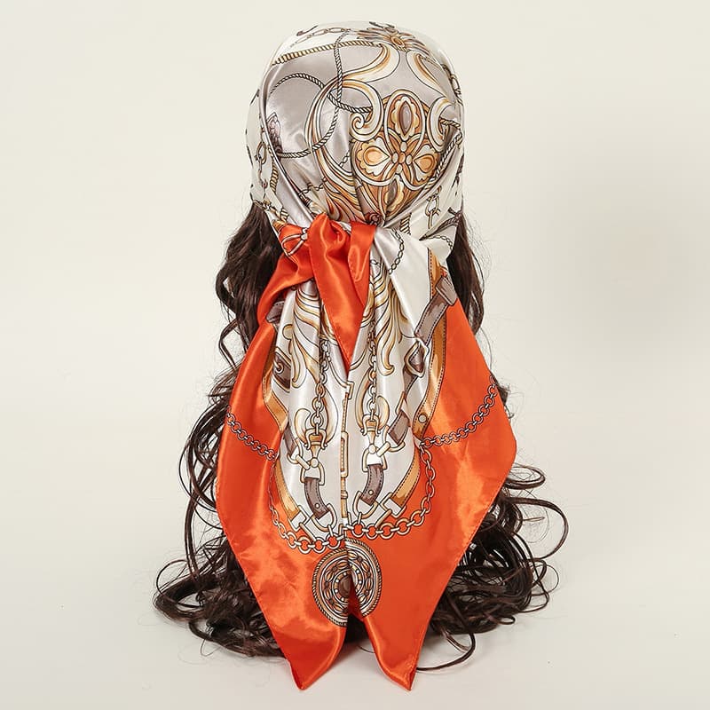 Rope Print Head Scarf Elegant Temperament Silk 90cm Large Scarf