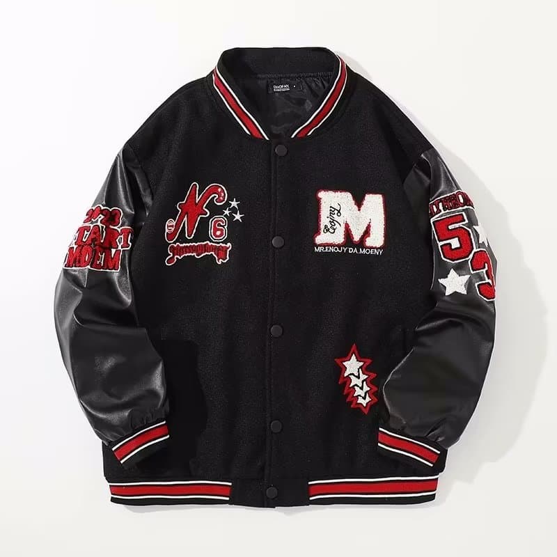 Men's Clothing retro red embroidered baseball jacket for men and women spring and autumn casual loose jacket tops for men