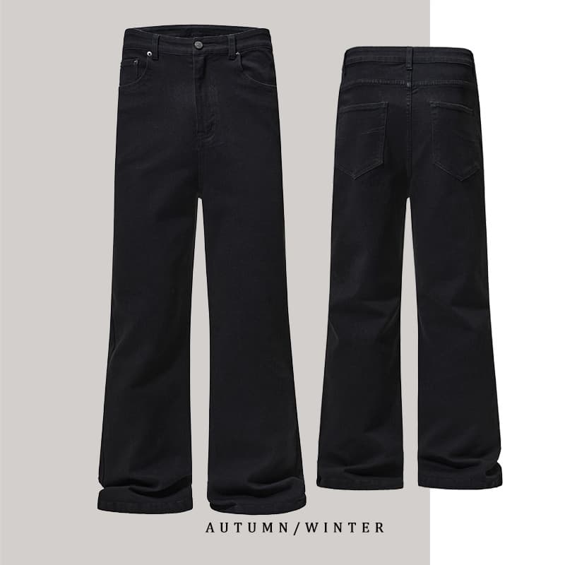 Men's Clothing Autumn And Winter Elastic Black Machete Flared Jeans Men's Slim Fit And Long Legs Bootcut Long Pants
