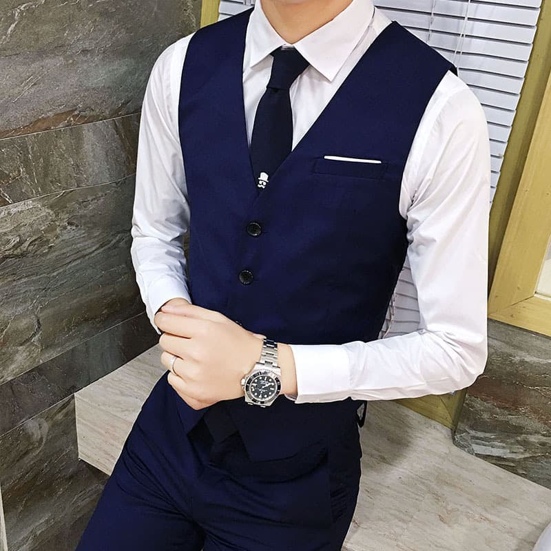 Men's Clothing 6 Color Men's Slim Vest Best Man Vest V Neck Single Breasted Vest S 6XL
