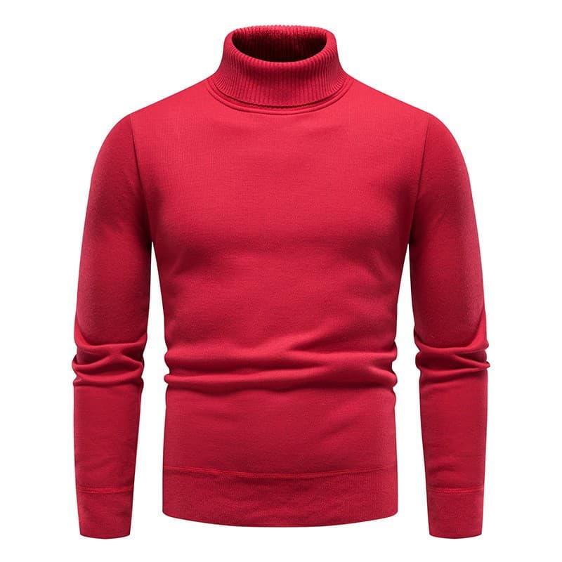 ​​Men's High Neck Thermal Sweater Fleece Lined Pullover Knit Top For Winter Casual Wear​​