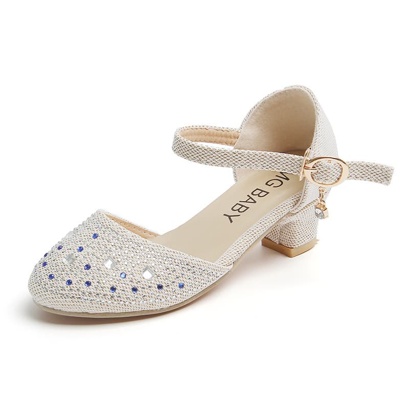 Mother & Kids Cute rhinestone sequins girls princess shoes for children children's high heels 2024 summer new children's shoes wholesale