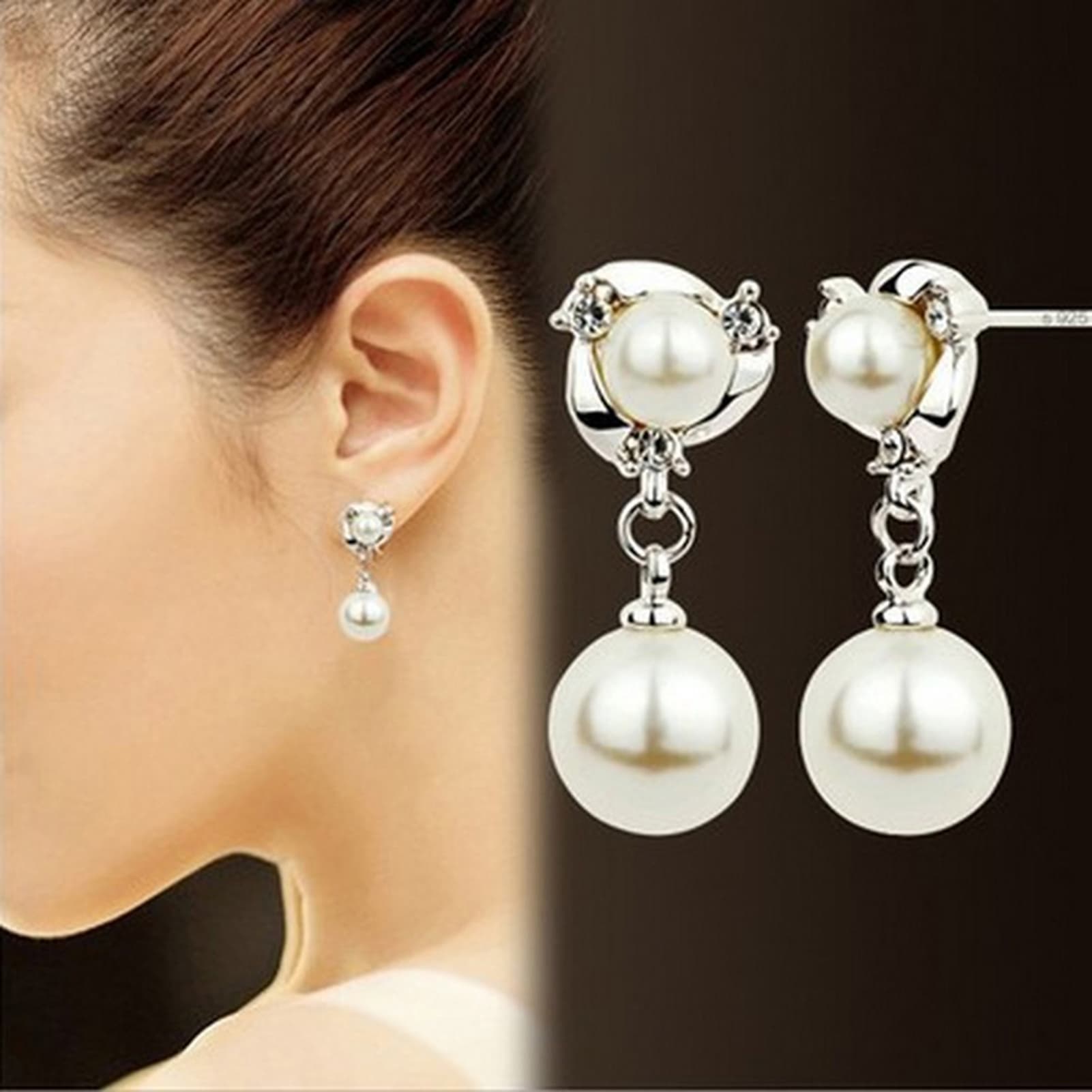 Ear Rings Dangle Exquisite Eye-catching 2 Colors Pearl Tassel Earrings Dangle for Banquet