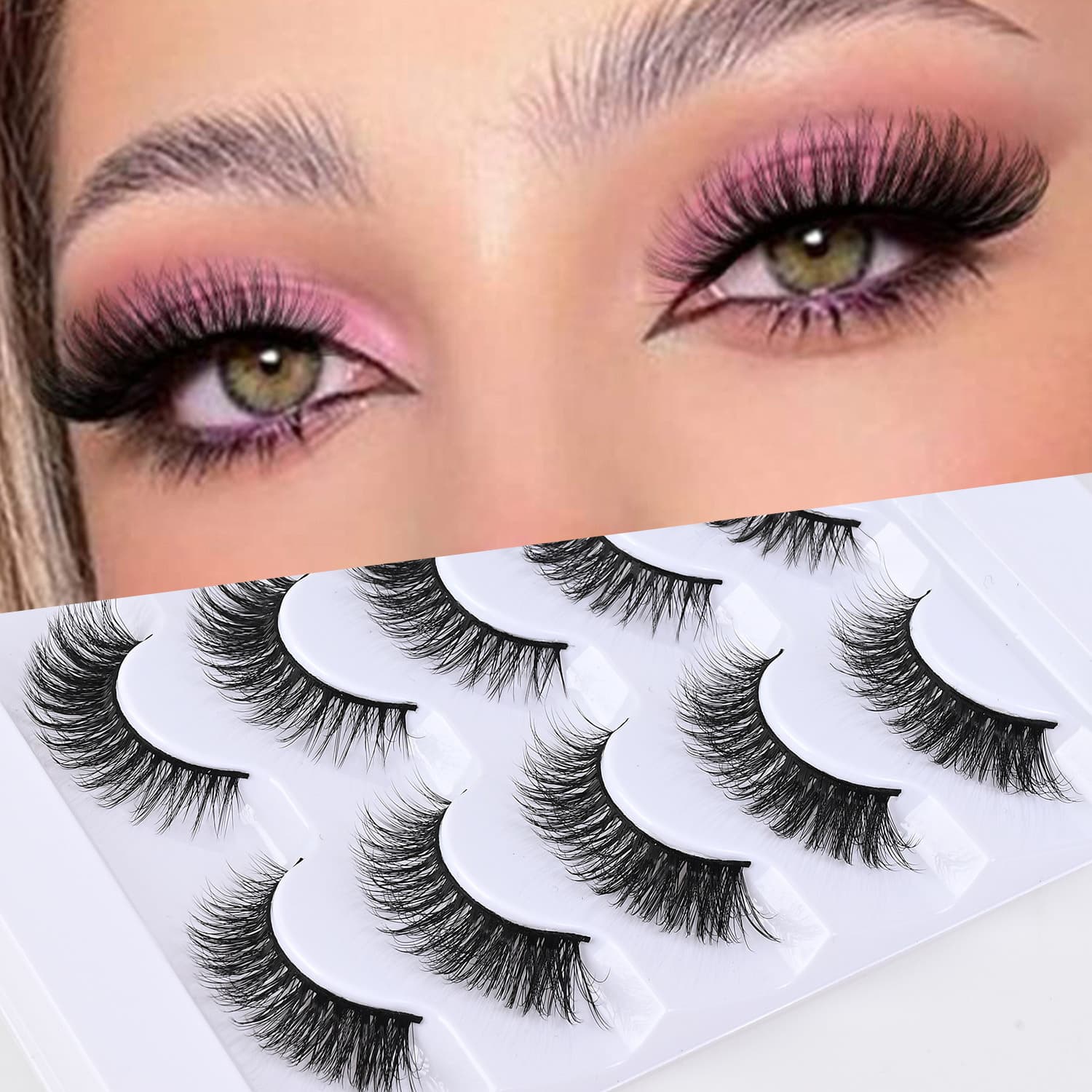 Eyelashes Set 5 Pairs Of Eyelashes Natural Multi Layered Hard Stem False Eyelashes Three Dimensional Curling Five Pairs Of Black Stems