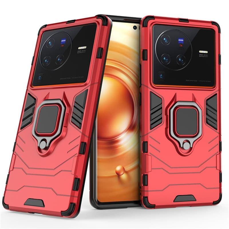 For vivo X80 X70 X60 X60t X60s Pro Plus Hybrid Hard PC+Soft TPU Armor Surper Anti-Drop Case Rotating Ring Stand Holder C