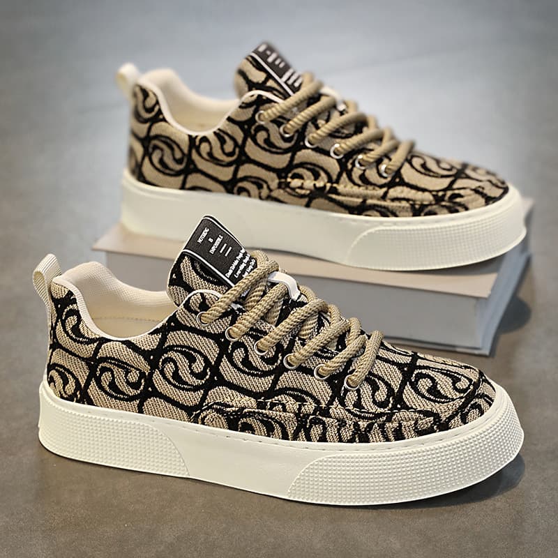 Canvas Shoes Men Low Top Summer 2024 New Niche Low Top Printed Board Shoes Men Thick Sole Sports Casual Fashion Shoes