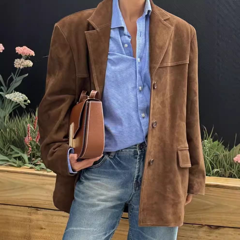Trendy Oversized Blazer For Women – 3d Effect Long Sleeve Casual Jacket With Pockets, Relaxed Fit Workwear & Daily Outwear (Available In S-Xxxl)