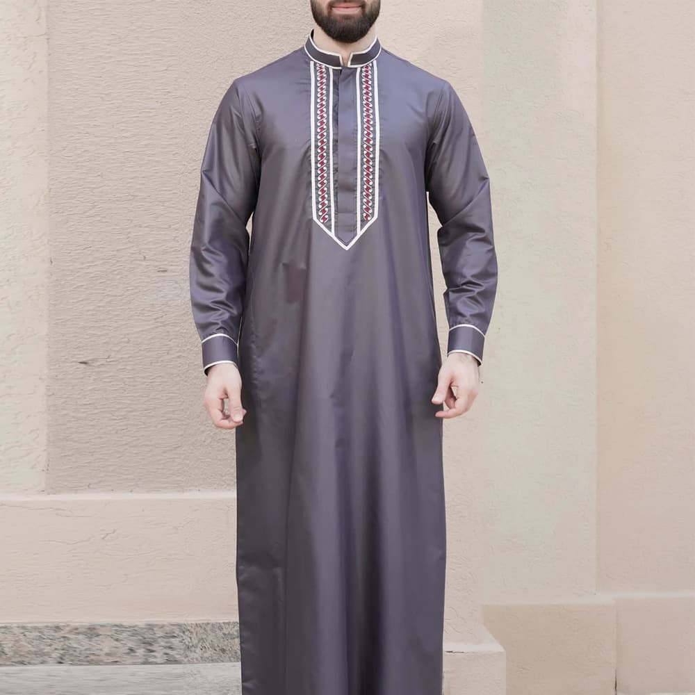 Men's Clothing 2024 new Muslim long sleeved embroidered ethnic style Arab robe 7