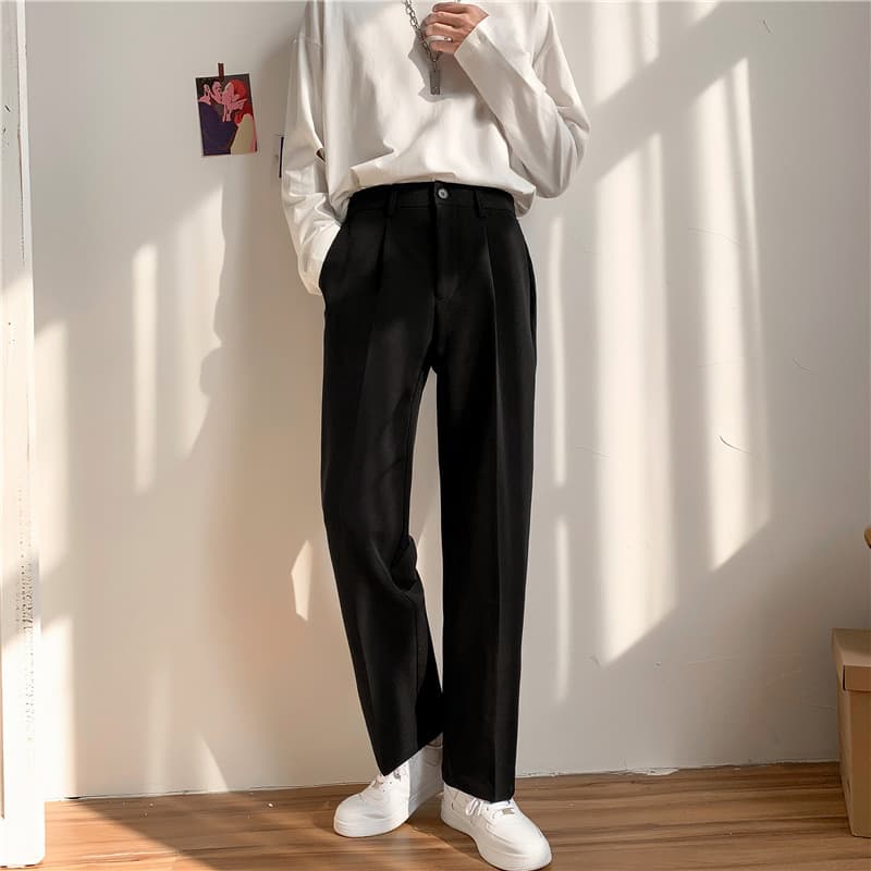 Men's Clothing Spring And Summer Men's Simple Drooping Small Suit Trousers Men's Korean Style Trendy Loose Men's Straight Wide Leg Casual Suit
