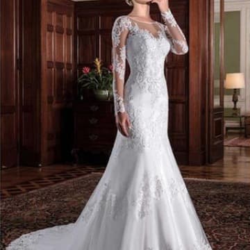 Women's Sexy Backless Fishtail Skirt Water-soluble Lace White Tail Wedding Dress