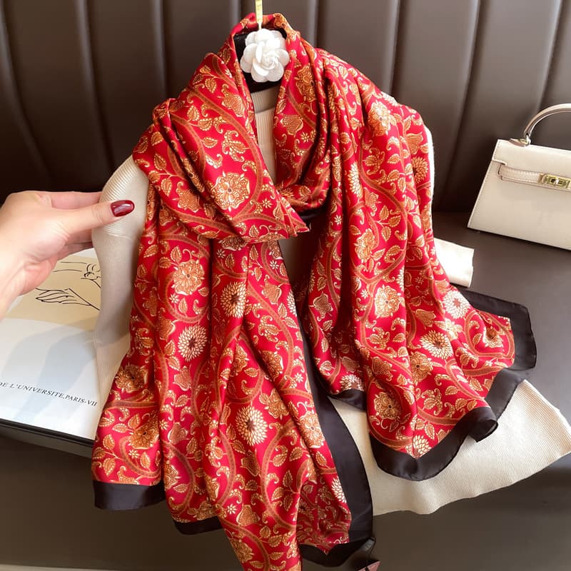 and Autumn New Style Silk Women, Versatile Sun Protection Shawl, Festive Red Scarf For Spring Festival, Gift