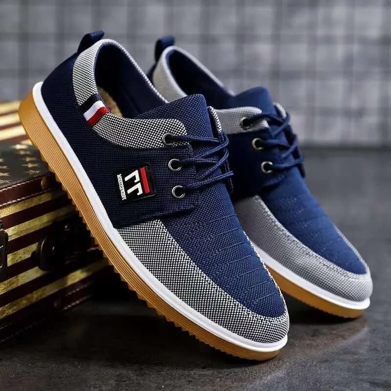 Canvas Casual Shoes For Men Trainers Patchwork Outdoor Flat Lace-up Sneakers Ss1 Ss