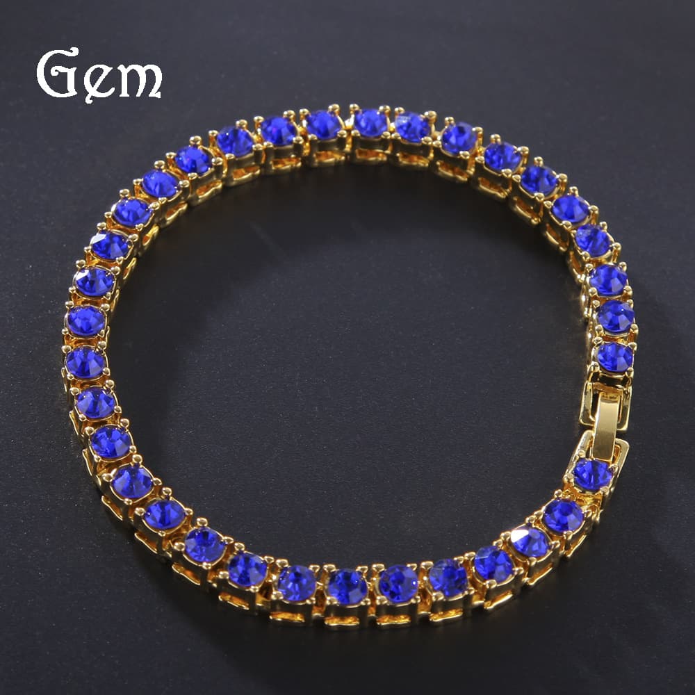 Hip Hop One Row Alloy Colorful Rhinestone Men's Chain Tennis Bracelet