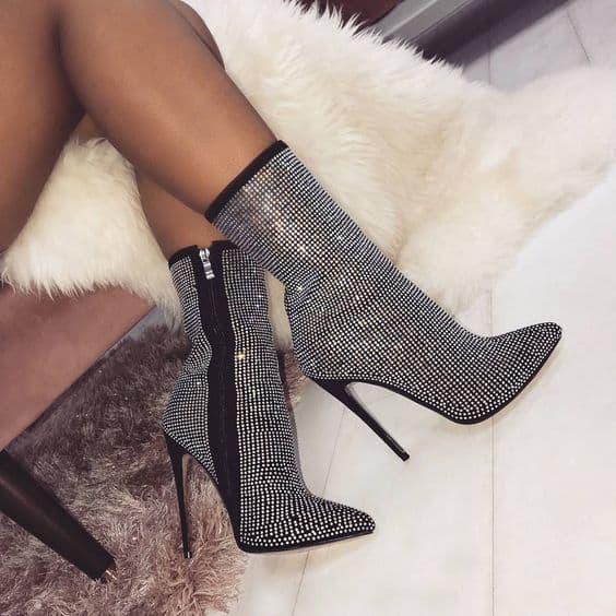 women's boots pointed rhinestone high heel boots autumn and winter women's shoes 42 size in stock