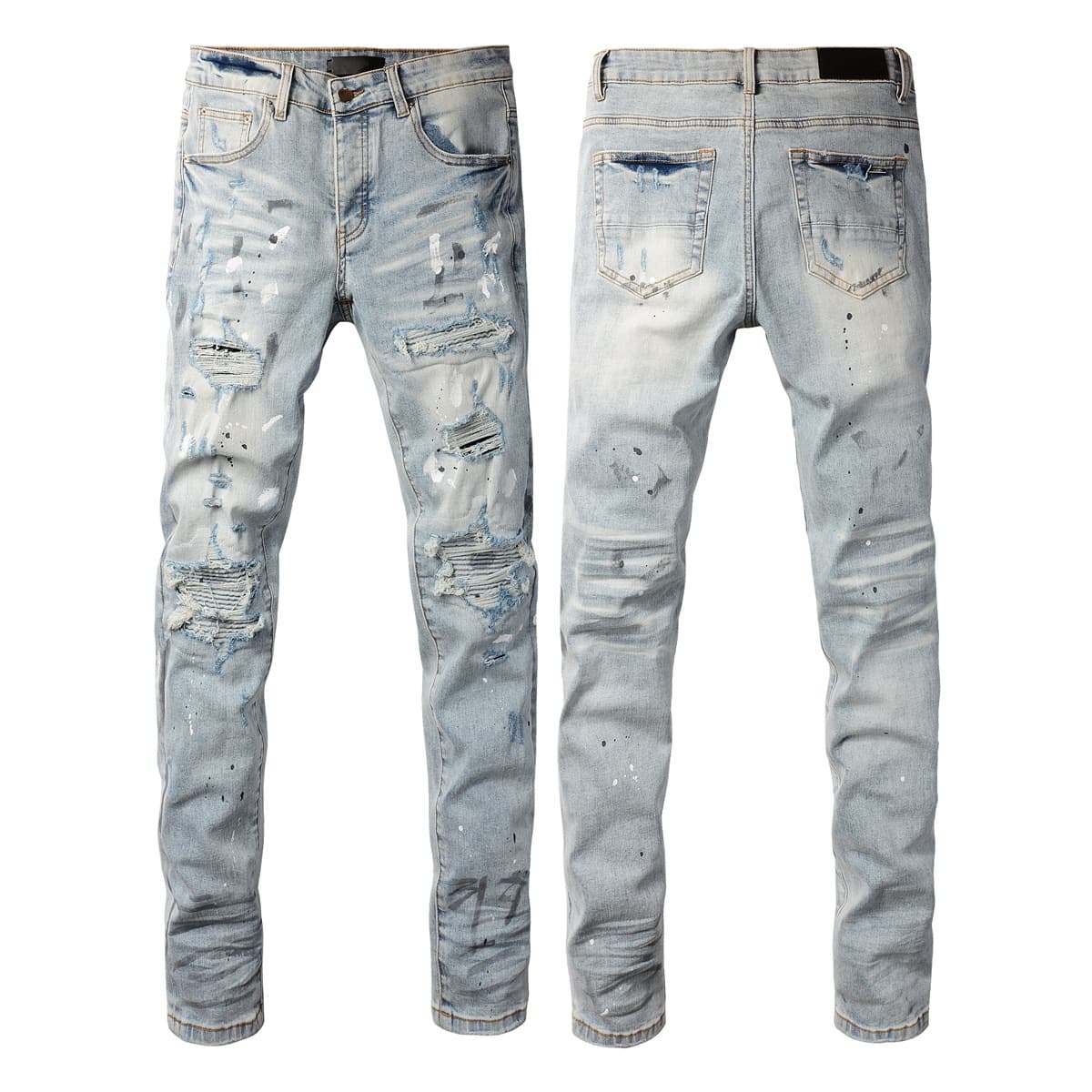Jean slim déchiré style hip-hop pour homme