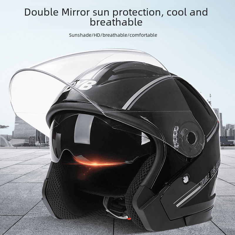 Scooter helmet Motorcycle helmet Men's and women's ventilated double mirror half helmet Motorcycle helmet Cycling helmet