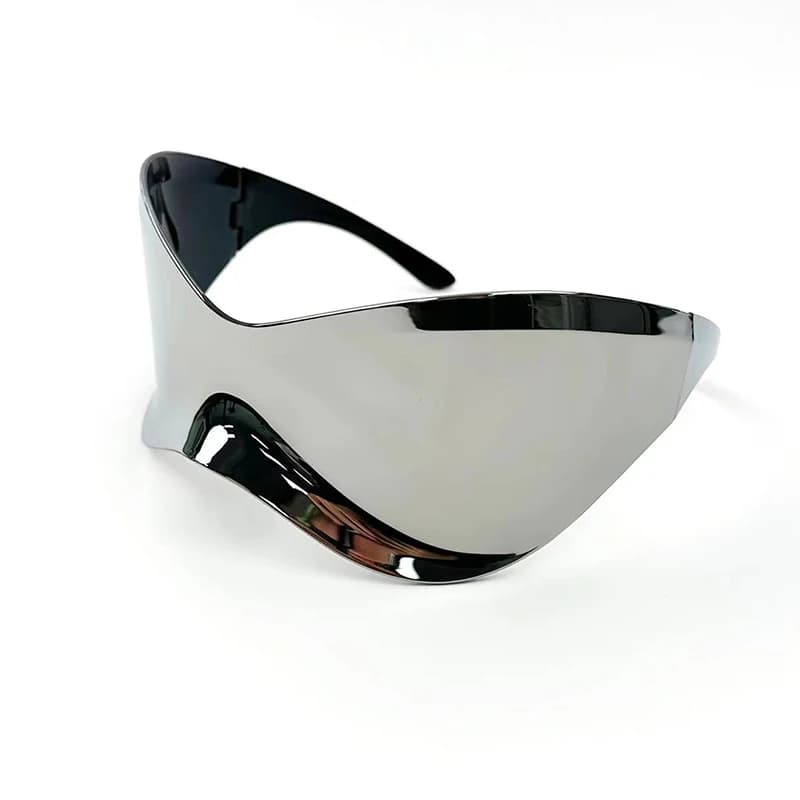 New Arrivals Oversized Futuristic Shield Sunglasses for Women Men Fashion Sier Mask Visor Sun Glasses Female Punk Y2K Eyeglasses