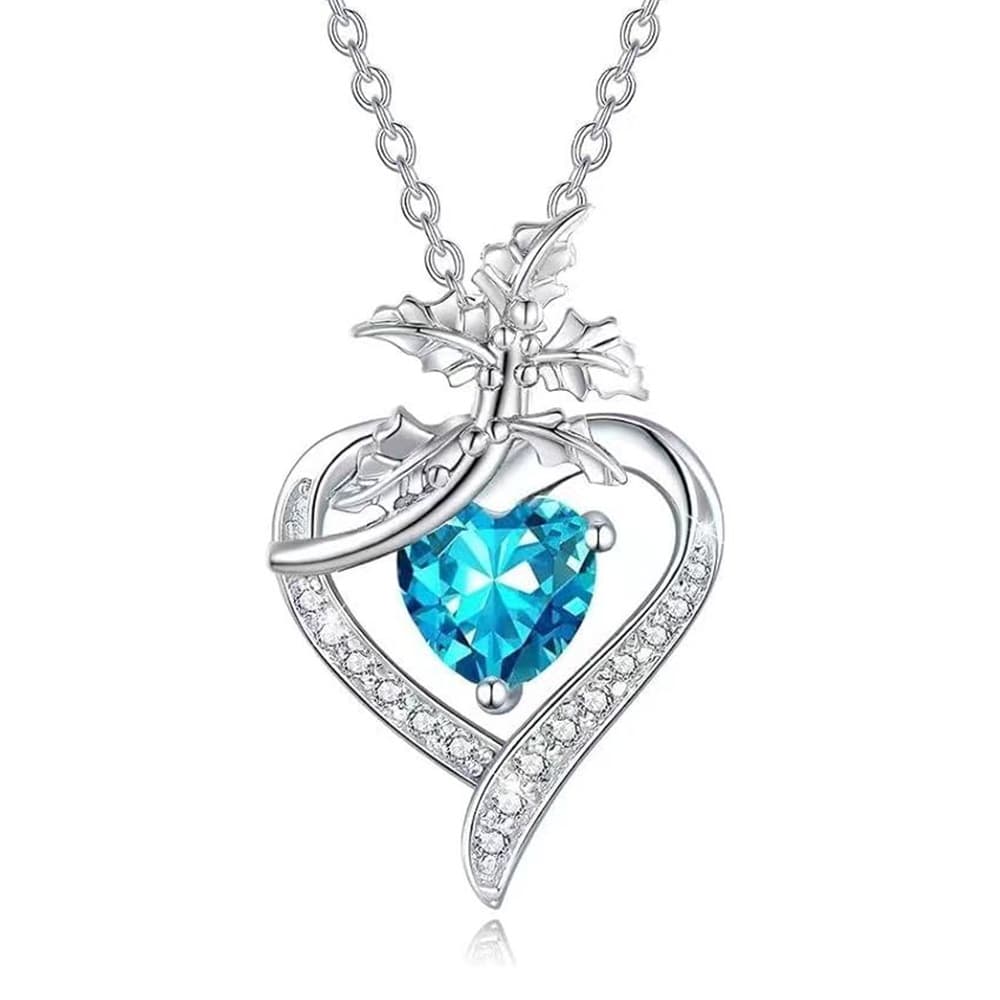Birthday flower necklace jewelry birthday month heart shaped flower pendant