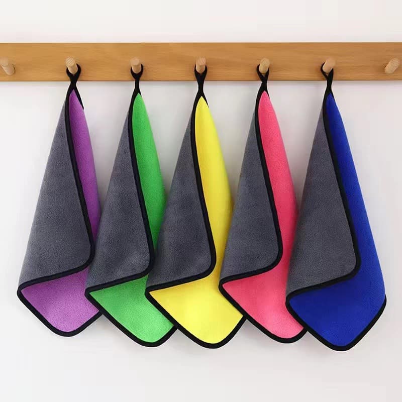 Purple Microfiber Cleaning Towel 500GSM Car Wash Clothes Soft Glass Cloth Auto Detailing Care Washing Drying Rags 30X60CM