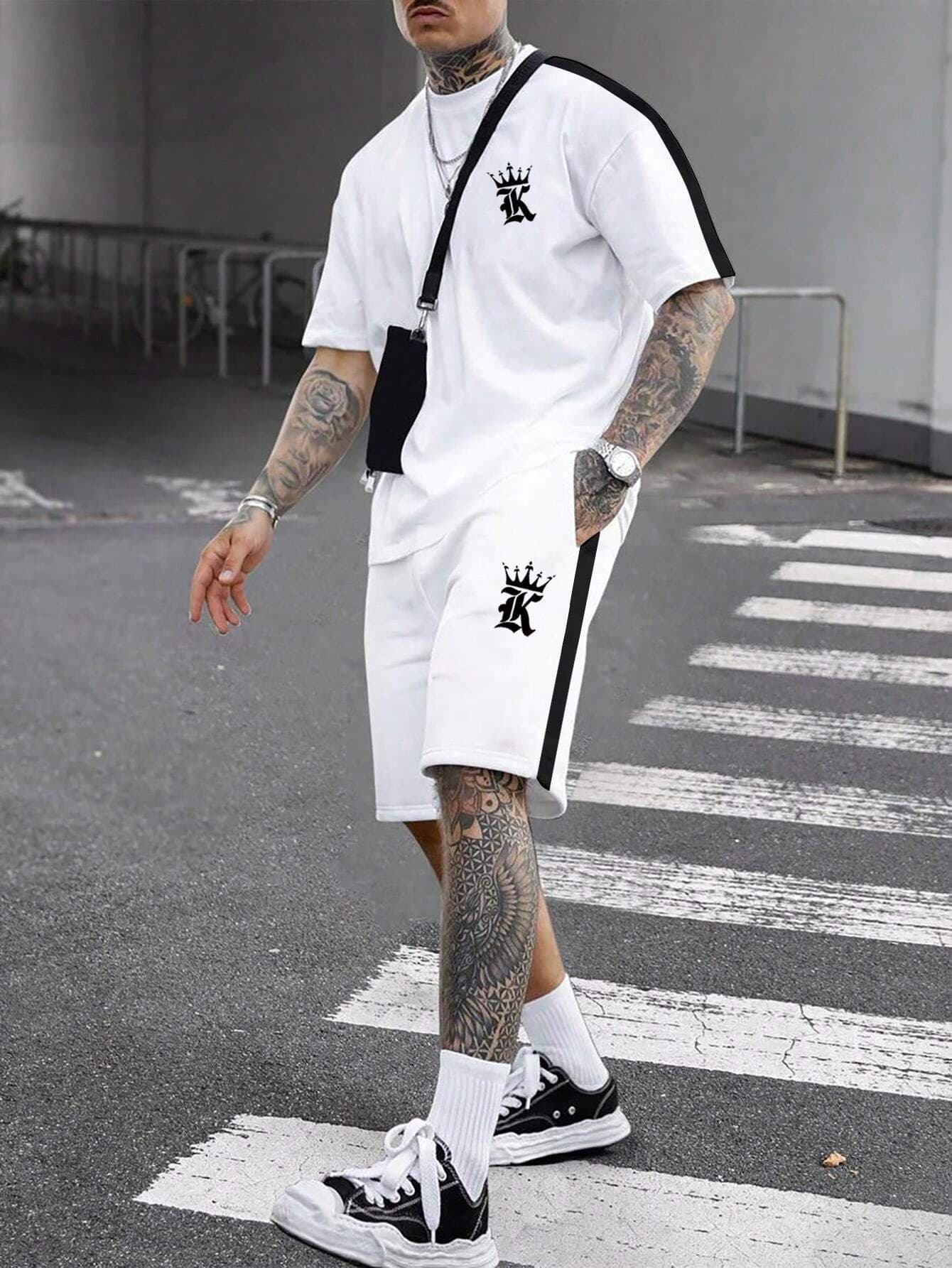 Men's Clothing Short Sleeved T Shirt Shorts Sexy Comfortable Loose Two Piece Suit
