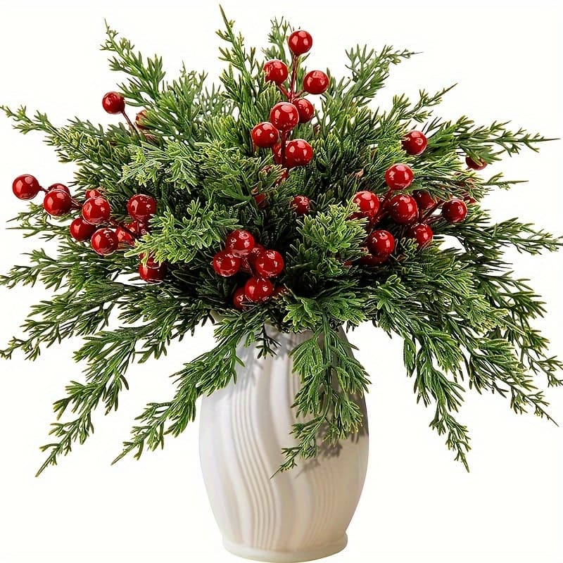 13pcs Christmas Artificial Pine Branches Norfolk Evergreen Leaf Stems For DIY Wreaths Home Decor PS Material Winter Greenery136