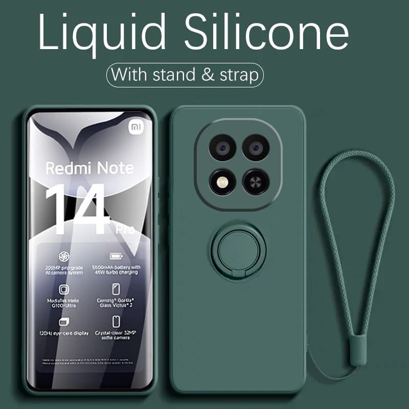 Liquid Silicone Case 14 13 Pro Plus 11 5G Magnetic Ring Cases For Xiaomi Redmi 12 Note 12S Phone Cover