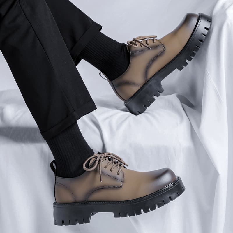 Leather Formal Business Fancy Thick Sole K-style Loafers Men's Summer Trendy British Height Increasing Suit Derby Shoes