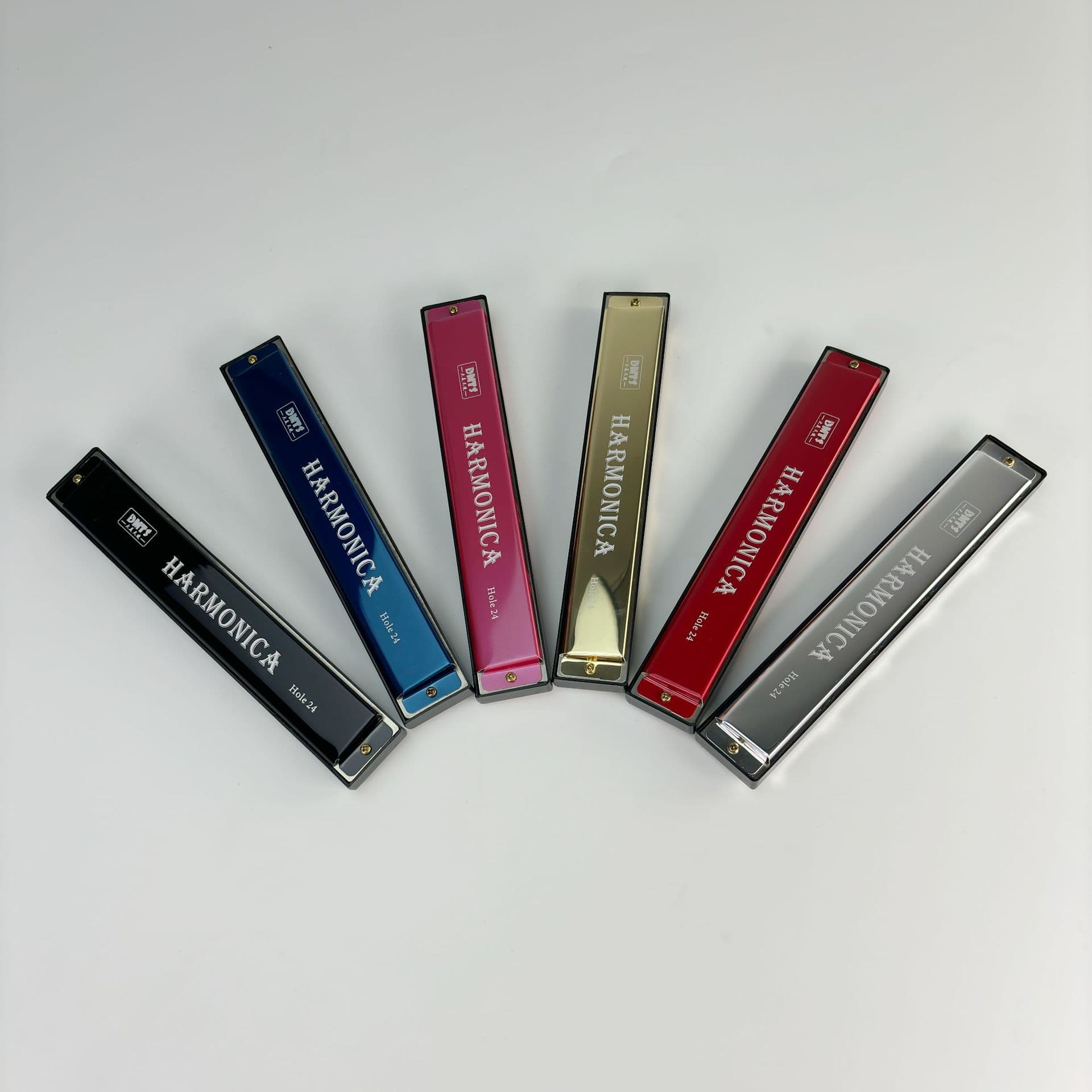 Metal 24-Hole C Key 6-Color Double-Row Harmonica Student Giftal Early Learning Children's Instrument Preschool