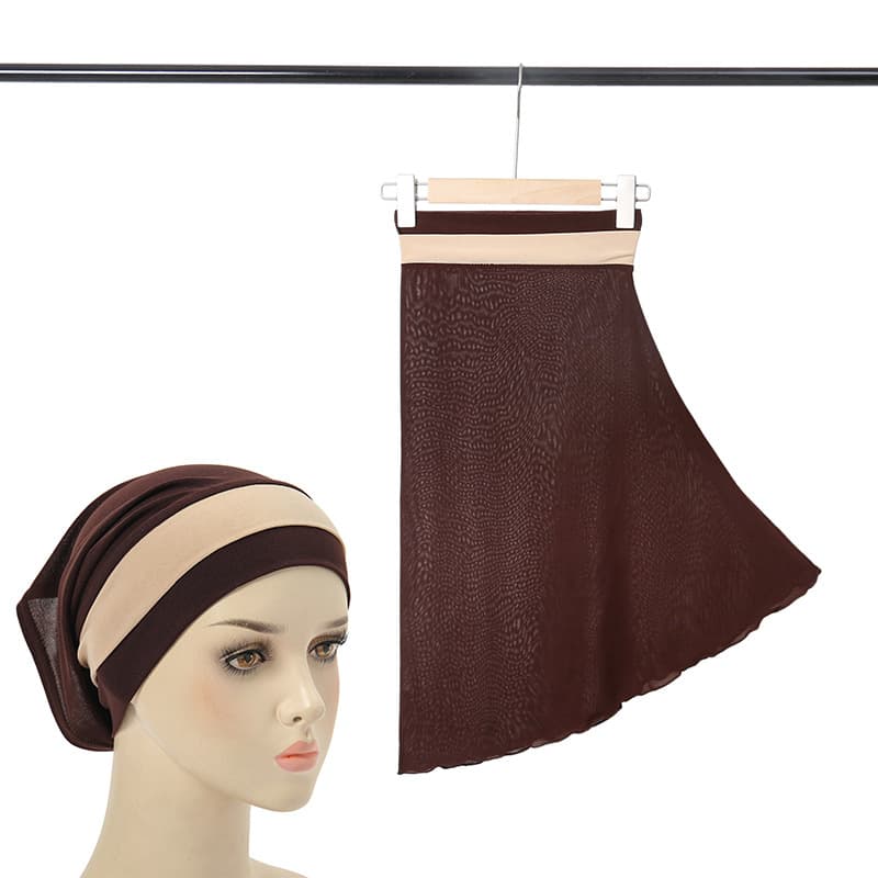 two-color stitching turban hat Muslim big hat two-piece set women's four-season pullover hat in stock