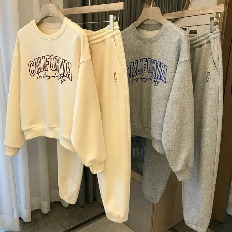 Women's Clothing Casual Sports Suits Fashionable Loose Sweatshirt Trousers Two Piece Suit
