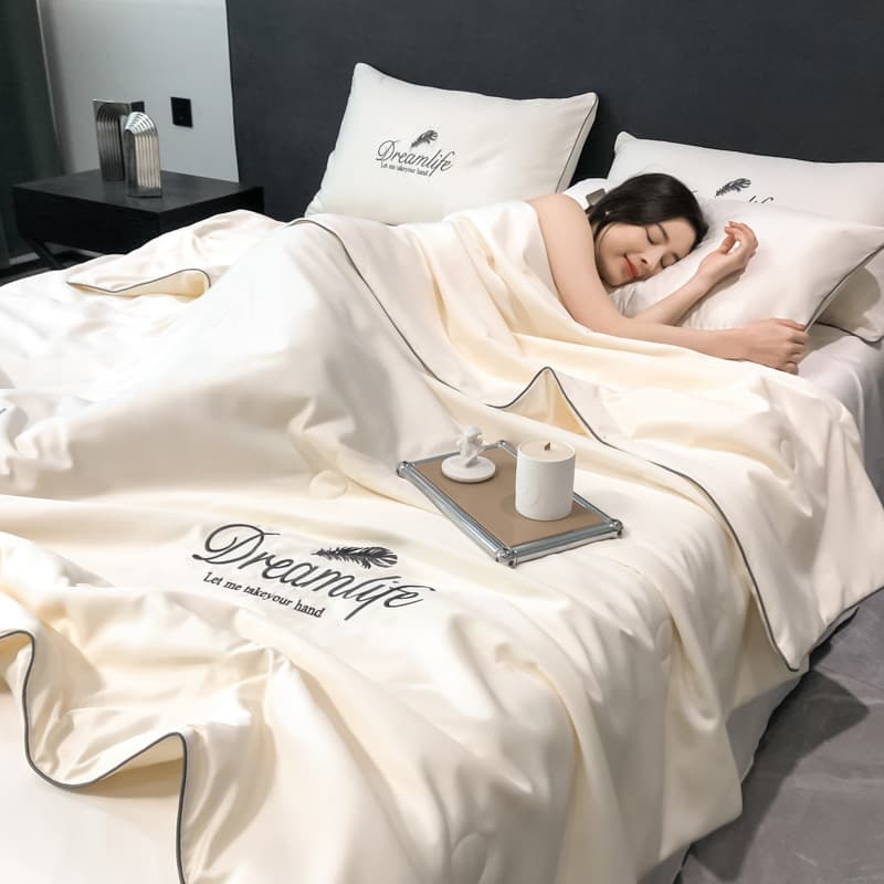 Washed ice silk air conditioning quilt core summer quilt four piece set single double summer cool quilt summer gift bedding