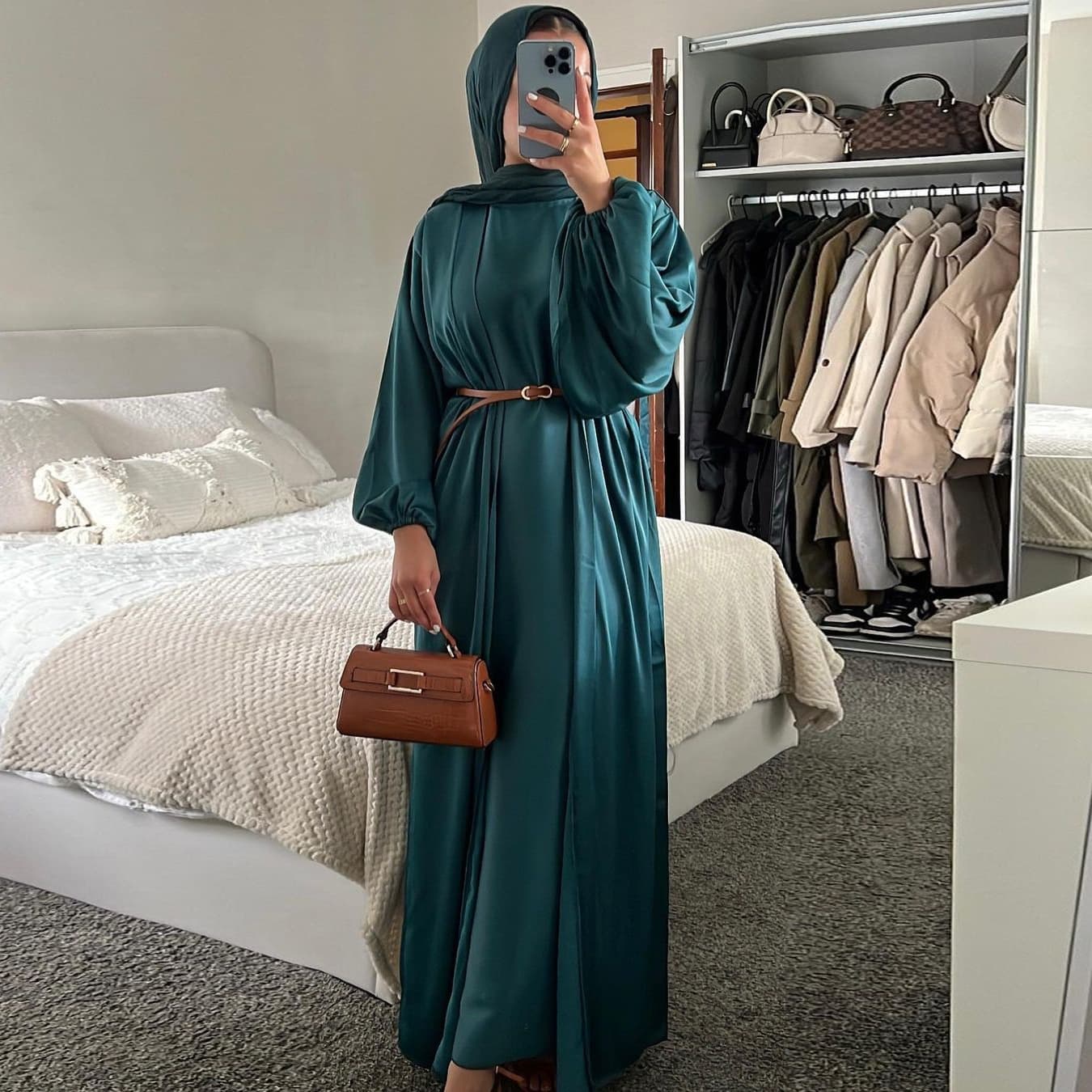 Women's Clothing fashion solid color Abaya two piece suit Middle East Turkish dress