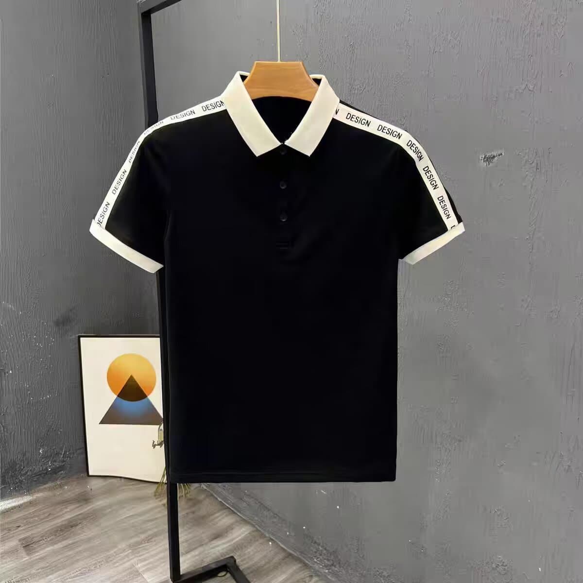 Men's Clothing 2026 Men's Slim Fit Short Sleeve Polo Shirt Casual Summer Trendy T-Shirt With Lettering Patchwork Versatile Personalized Collar