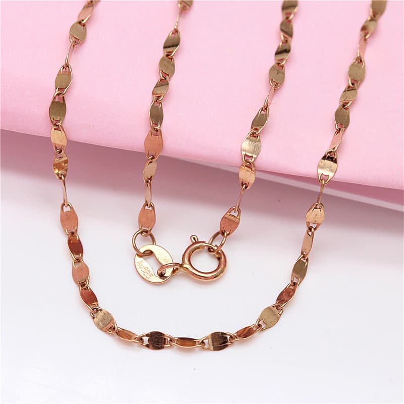 Purple Russian Tile Necklace Women's Versatile 585 Plated Rose Gold Lock Shining Bone Chain Jewelry