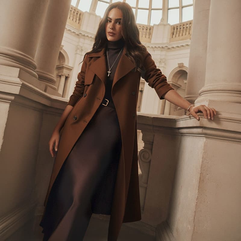 Classic Brown Wool-Blend Trench Coat For Women – Double-Breasted Long Coat, TikTok Viral Winter Fashion, Elegant & Timeless Outerwear